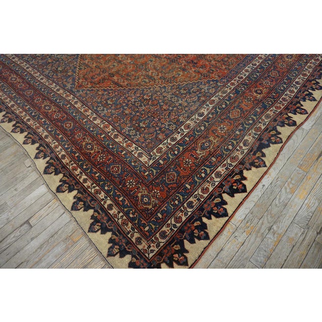 Ruby Red Traditional Red-Ruby Background Color With Medallion Design Antique Persian Bijar Rug For Sale - Image 8 of 12