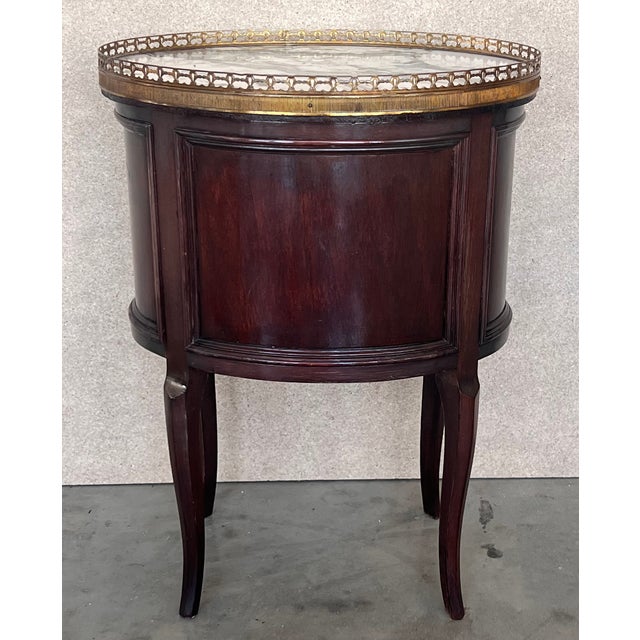 Brown 19th Century Bouillotte Louis XVI Style, Oval Shaped Bronze and Mahogany Table For Sale - Image 8 of 13