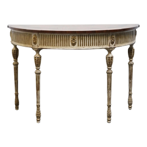 Ej Victor Newport Historic Collection Italian Provincial Shabby Chic 42" Demilune Console Table W. Inlaid Top 1000-44