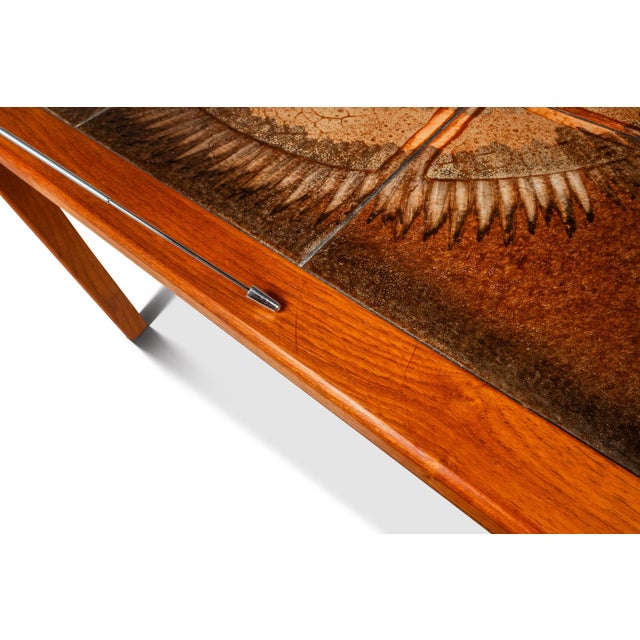 Danish Modern End Table - Accent Table in Teak W/ Ceramic Tile Mosaic Inlay by Johannes Andersen, Denmark, C. 1970's For Sale - Image 14 of 18