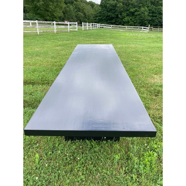Black Lacquer Banquet Dining Table or Conference Table or Communal Table Solid Wood Rustic Chic For Sale - Image 10 of 12