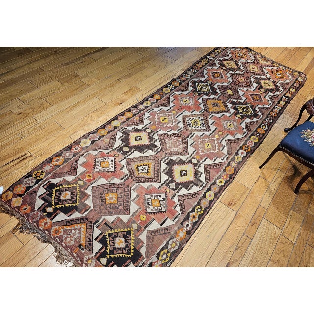 Vintage Kurdish Kilim Gallery Rug, Handwoven Wool, Allover Geometric Pattern, 5x14.5 For Sale - Image 13 of 14