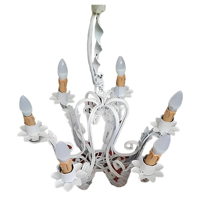 Wrought Iron Chandelier, 1930s For Sale