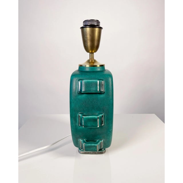 Metal Swedish Modern Stoneware Argenta Table Lamp by Wilhelm Kåge for Gustavsberg, 1940s For Sale - Image 7 of 11