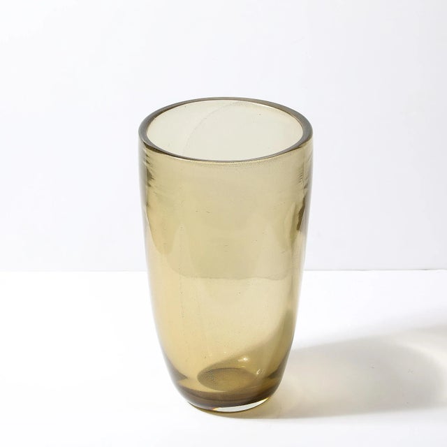 Modernist Smoked Amber Hand-Blown Murano Glass Vase For Sale - Image 9 of 10