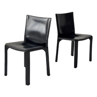 1980s Leather Cab Chairs by Mario Bellini for Cassina For Sale