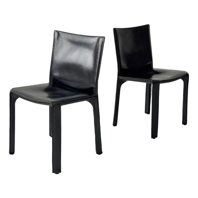 1980s Leather Cab Chairs by Mario Bellini for Cassina For Sale