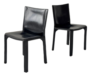1980s Leather Cab Chairs by Mario Bellini for Cassina