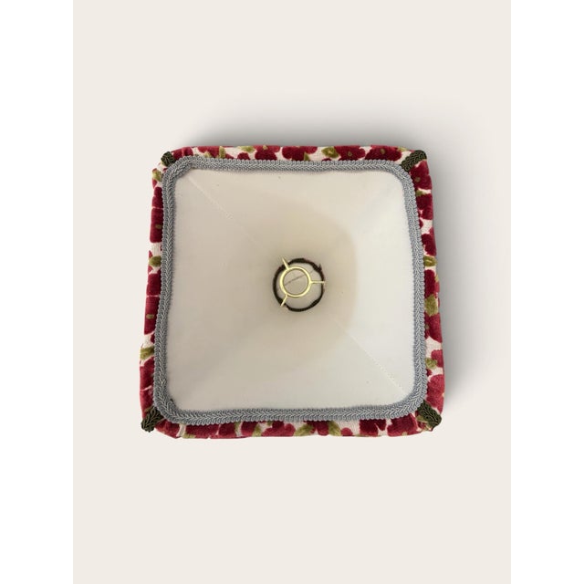 A bold and beautifully tailored lampshade handcrafted in Gretchen Punch Regal designer fabric, featuring a lush floral...