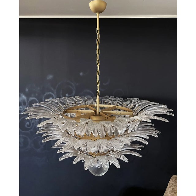 Murano Palmette Ceiling Light on Three Levels, 104 Trasparent Glasses For Sale - Image 11 of 12