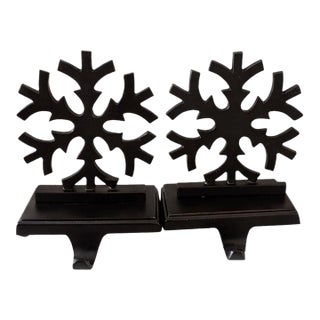 Lot of 2 Wrought Iron Black Mantel Ornament/Stocking Hangers 1990-1999 For Sale