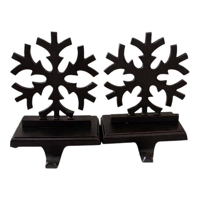 Lot of 2 Wrought Iron Black Mantel Ornament/Stocking Hangers 1990-1999 For Sale
