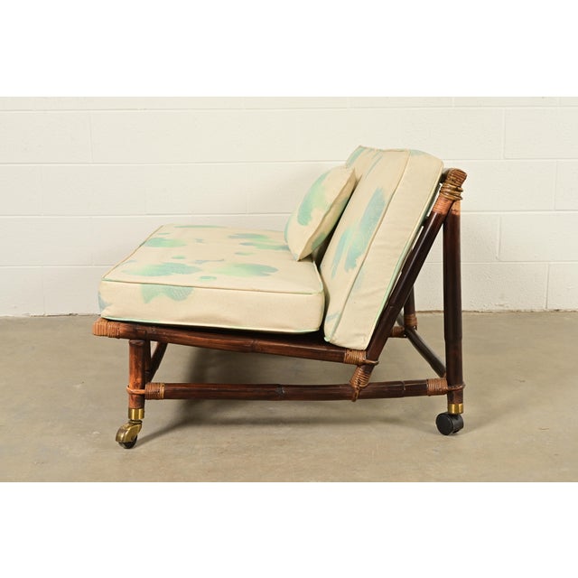 John Wisner for Ficks Reed Mid-Century Hollywood Regency Bamboo Rattan Loveseat, 1950s For Sale - Image 10 of 13