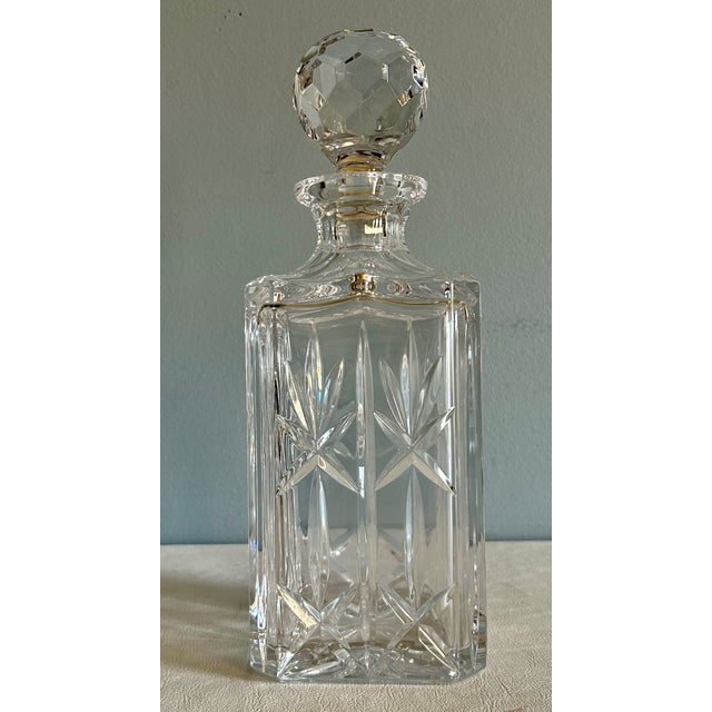 Vintage Atlantis Square Lead Crystal Decanter With Faceted Stopper, 10” For Sale - Image 9 of 13