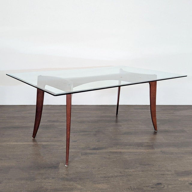 Beveled glass top on wood base. Brand: Z Gallerie. Dimensions (in): 72W x 42D x 29H.