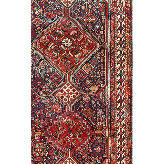 Antique Persian Qashqai Shiraz Tribal Rug with Hooked Diamond Design, rug 17-0305, country of origin / type: Iran /...