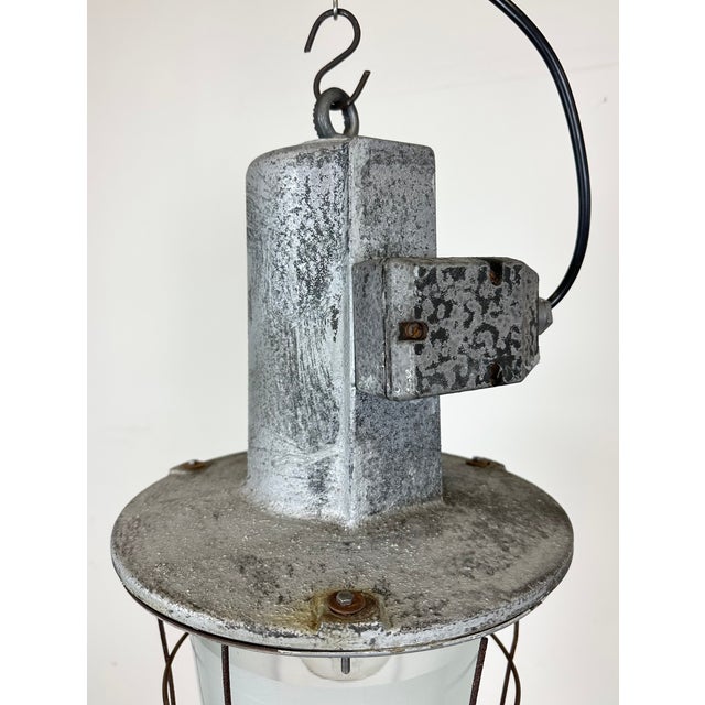 Large Industrial Cast Aluminium Cage Pendant Light, 1960s For Sale - Image 10 of 16