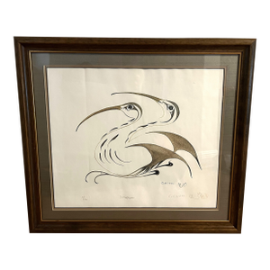 Vintage Original Eddy Cobiness Water Color on Paper "Sandpiper" Signed Stamped #10/100
