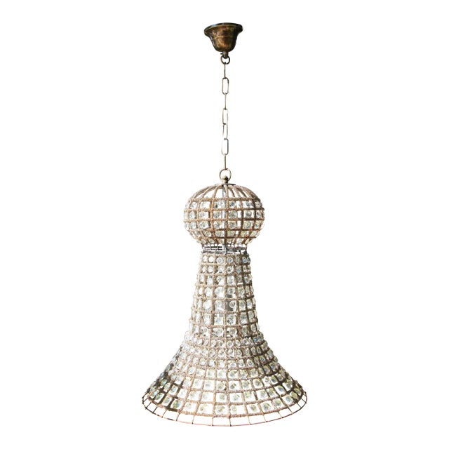 1970s Vintage Boho Chic Beaded Chandelier, Hand-Made Pakistan For Sale