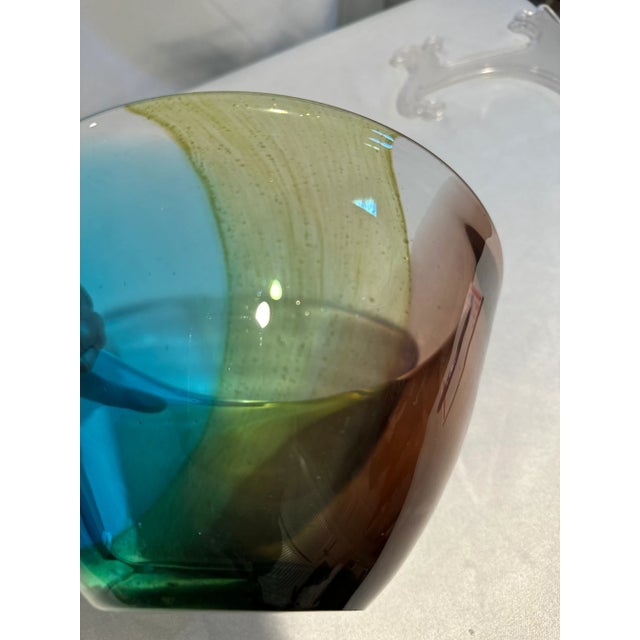 1980s Vintage Murano Large Tr-Color Decorative Bowl For Sale - Image 5 of 6