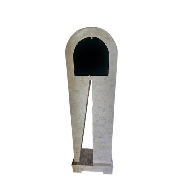 Rare grandfather floor clock attributed to Maitland Smith. Beautiful arched top, two-tone tesselated stone with a rough...