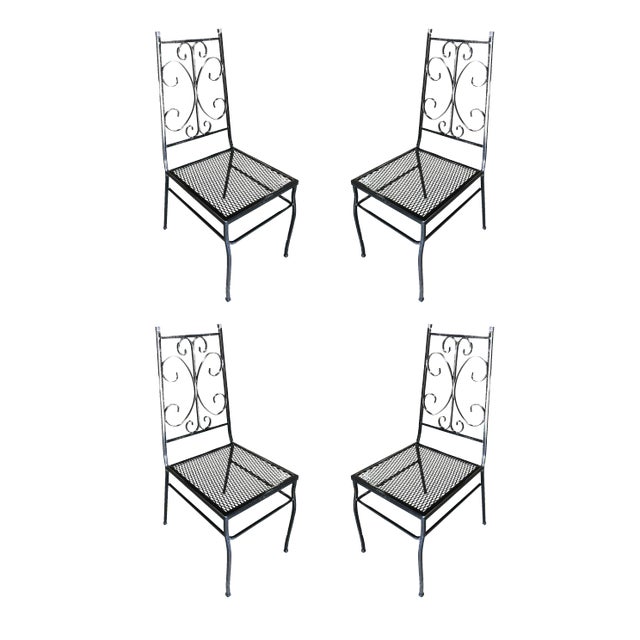 Mid Century Outdoor/Patio Side Chair With Scrolling Pattern, Set of Four For Sale
