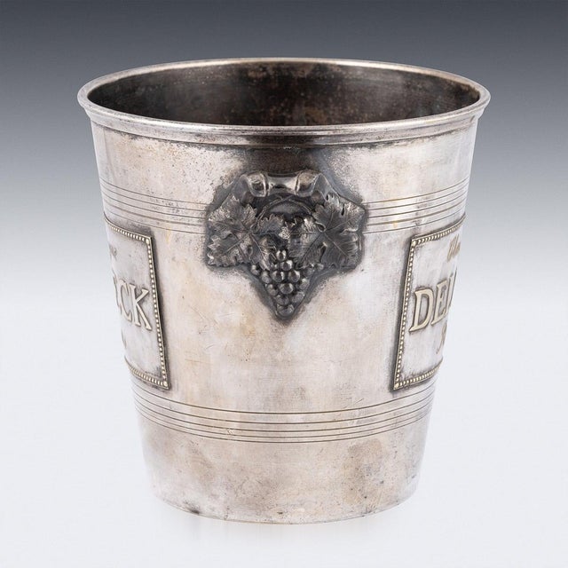 Vintage French Silver Plated Delbeck Reims Champagne Cooler, 1930 For Sale - Image 11 of 13
