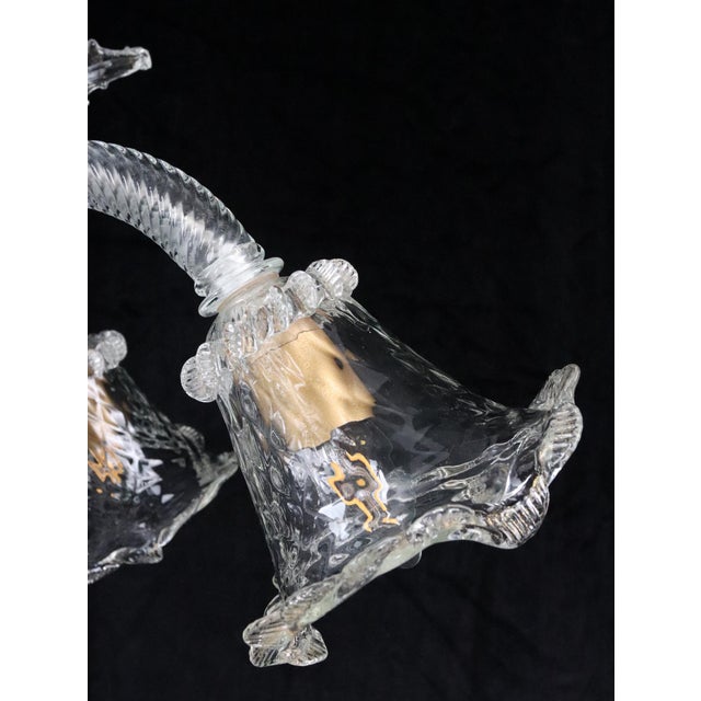 Mid 20th Century Large Vintage Clear Six Arm Murano Style Glass Chandelier For Sale - Image 5 of 12