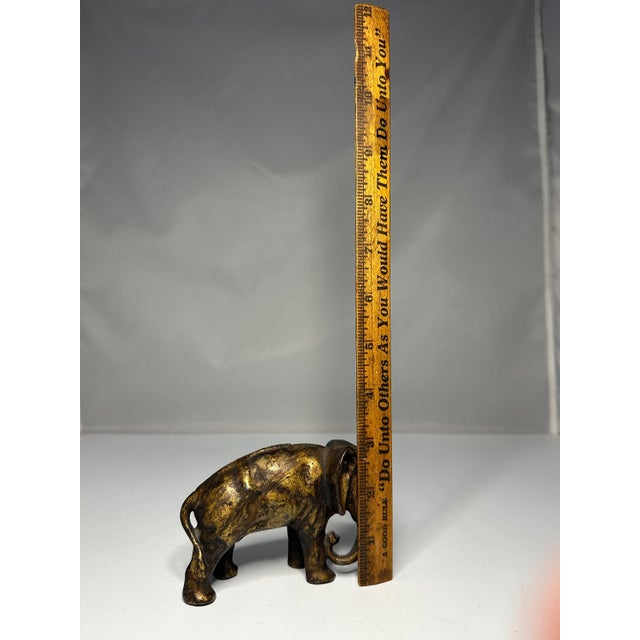 Vintage Arcade Cast Iron Elephant Still Bank: Gold Accent, c.1910-1932 For Sale - Image 9 of 10