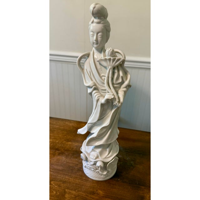 Ceramic Blanc De Chine Porcelain Guan Yin Figure For Sale - Image 7 of 12