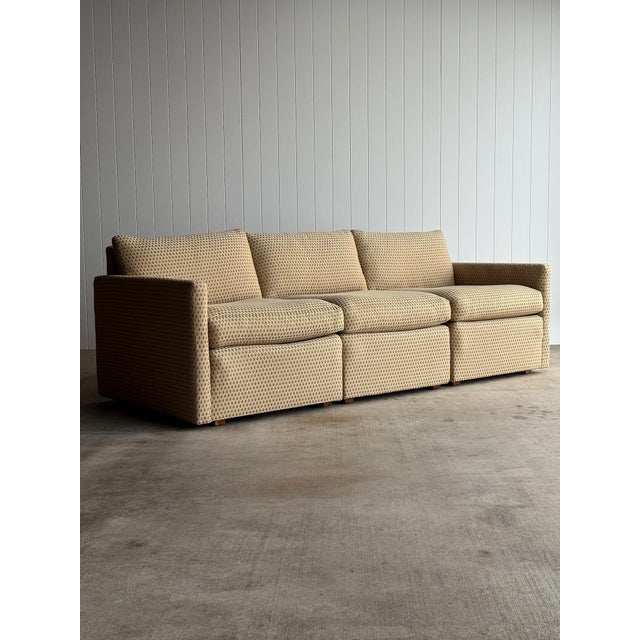 Beige Modernist Diamond-Jacquard Sofa Attributed to Charles Pfister for Knoll, 1970s For Sale - Image 8 of 18