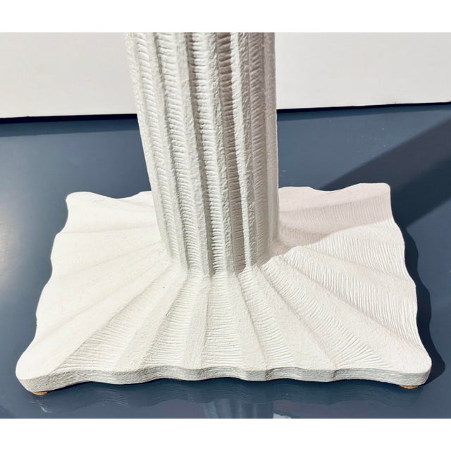 Modern Tapered Organic Fluted Matte White Table Lamp For Sale - Image 4 of 5