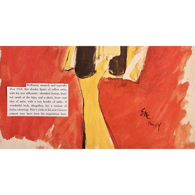 Christian Dior 1954 Rare French Dior Couture Fashion Print by Eric, Matted For Sale - Image 4 of 4