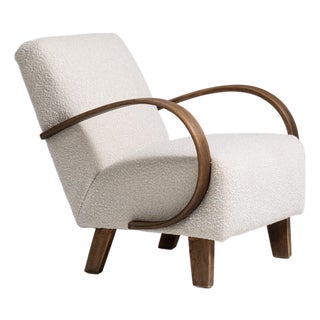 Mid 20th Century Czech Republic Ivory Wood Armchair For Sale