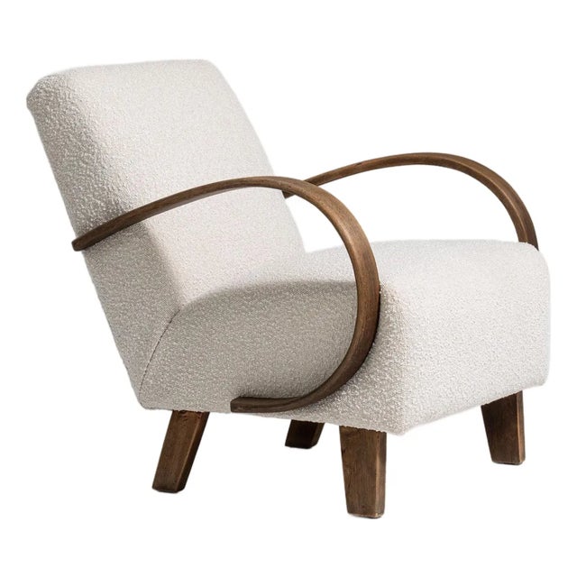 Mid 20th Century Czech Republic Ivory Wood Armchair For Sale
