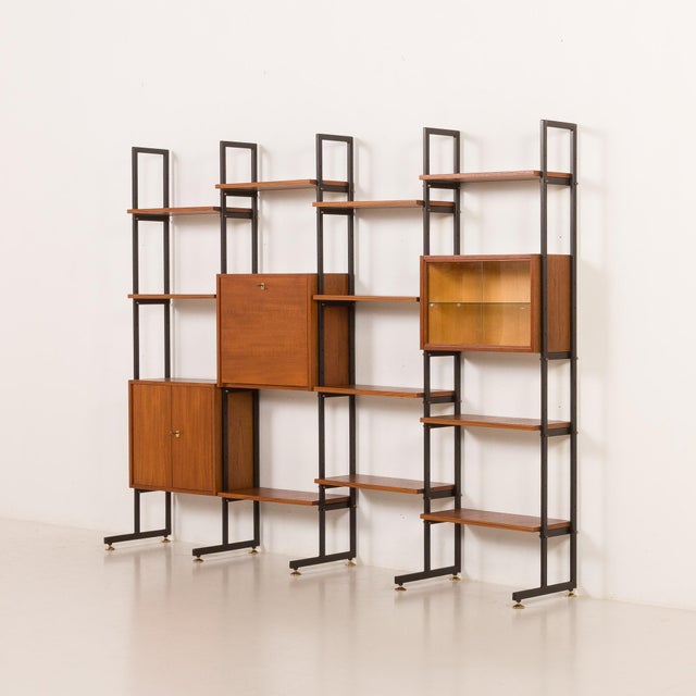 1980s Italian Free Standing Wall Unit in Teak, 1960s For Sale - Image 5 of 18