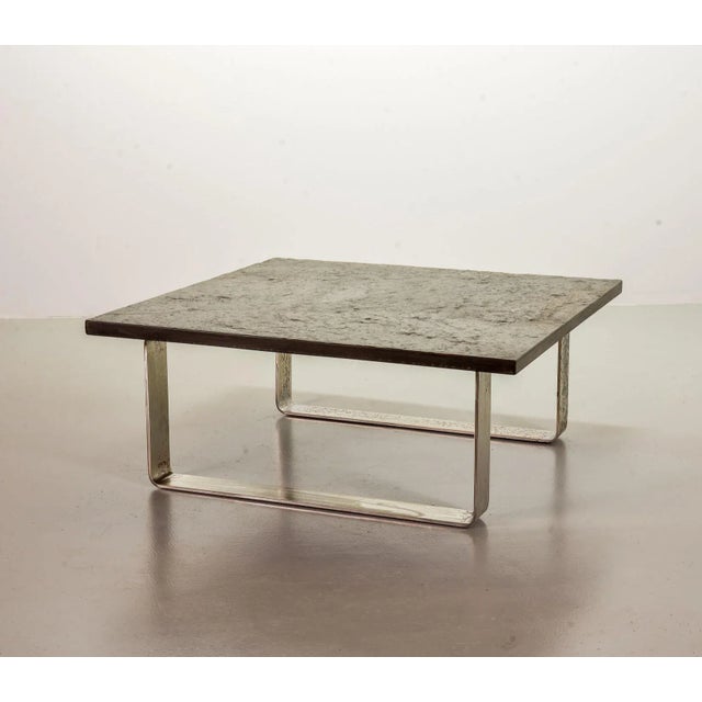Black Ardesia Collection Brutalist Square Slate Stone Coffee Table in the style of Pia Manu For Sale - Image 8 of 18