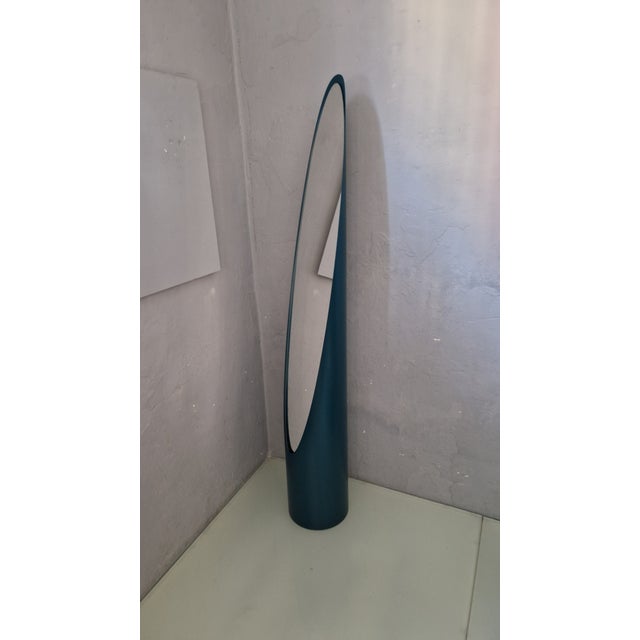 Glass Model Unghia Nail Lipstick Floor Mirror in Petrol Green For Sale - Image 7 of 16