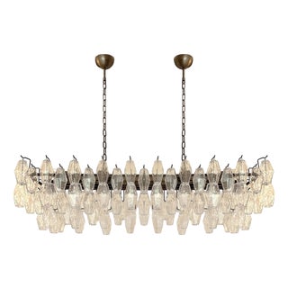 Rectangular Poliedro Murano Glass Brunish Pendant Light by Simoeng For Sale