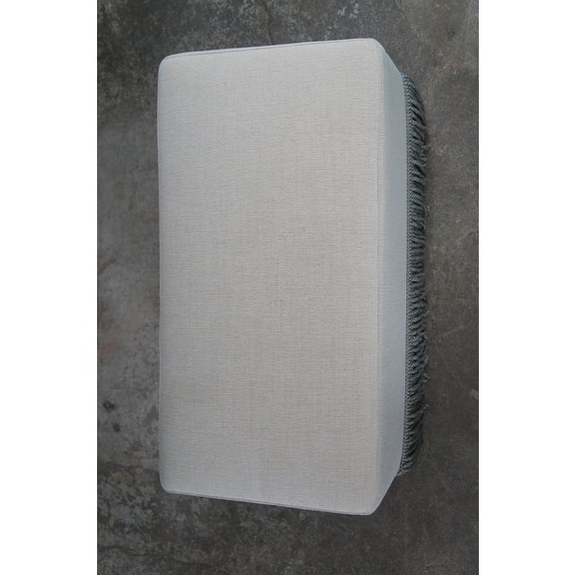 Restoration Hardware Linen Upholstered Ottoman Bench Seat Stool Tassels 31" For Sale - Image 6 of 12