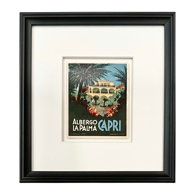 Vintage Albergo La Palma Capri Framed Luggage Label For Sale In Washington DC - Image 6 of 9