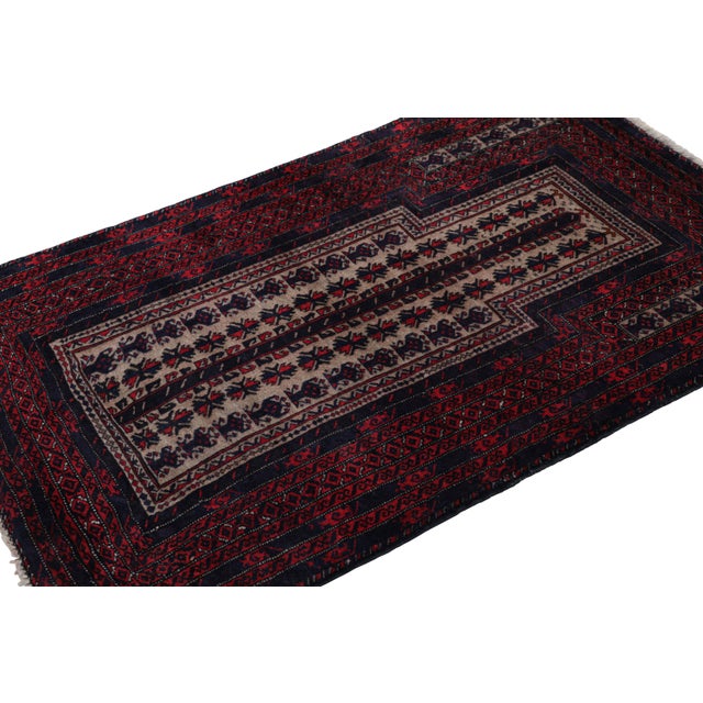 Rug & Kilim Rug & Kilim’s Persian Baluch Tribal Rug in Burgundy With Geometric Patterns For Sale - Image 4 of 7