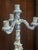Gorgeous pair of vintage German Meisen style Blue Danube with putti figurines 3 arms candleholders in two parts.