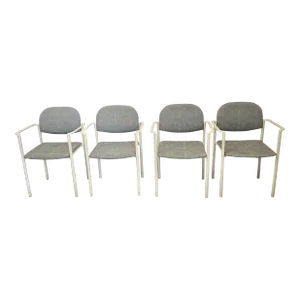 Set of Six Late 20th Century Emeco Industries Painted Metal and Upholstered Armchairs
