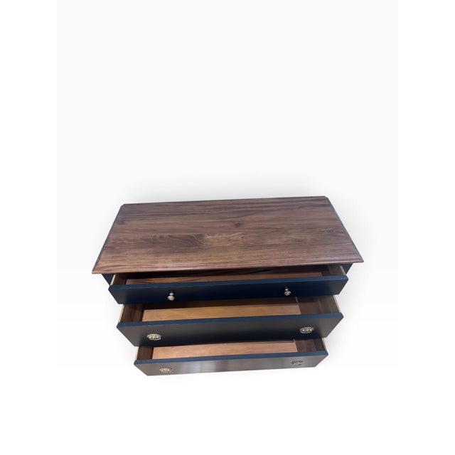 Black Restored 19th-Century American Empire Revival 3-Drawer Chest in Carbon Black & Walnut For Sale - Image 8 of 12