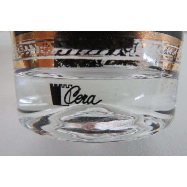 Mid 20th Century Cera All Time Greats 5pc Set Highball Cocktail Glasses Black With 22k Gold For Sale - Image 17 of 18