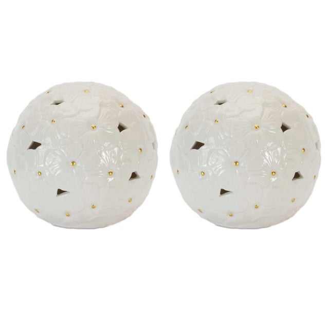 Add a soft, elegant touch to your home décor with this White Floral Embossed Ceramic Orb set. Featuring delicate raised...