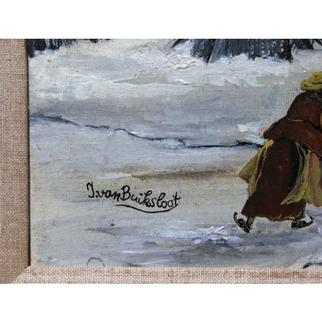 Artist: J. van Buiksloot, Dutch XXth Title: French Village in Winter Year: circa 1950 Medium: Oil on Canvas mounted to...