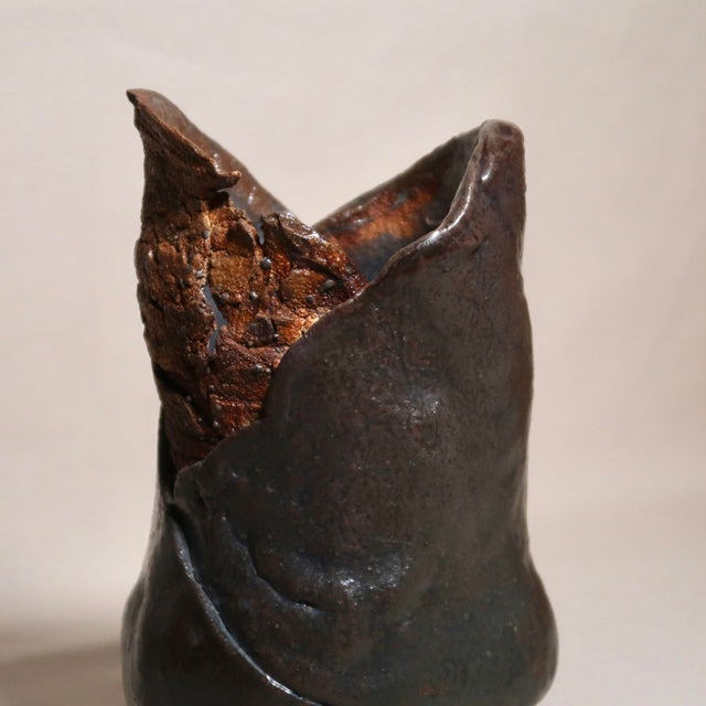 Ceramic Large Fine Art Hand Built Studio Pottery Sculptural Brutalist Wabi Sabi Earth Tone Vessel For Sale - Image 7 of 17