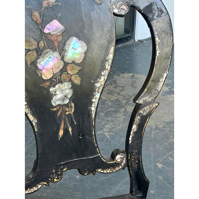 Vintage Paper Mache Inlay Chair For Sale - Image 4 of 12